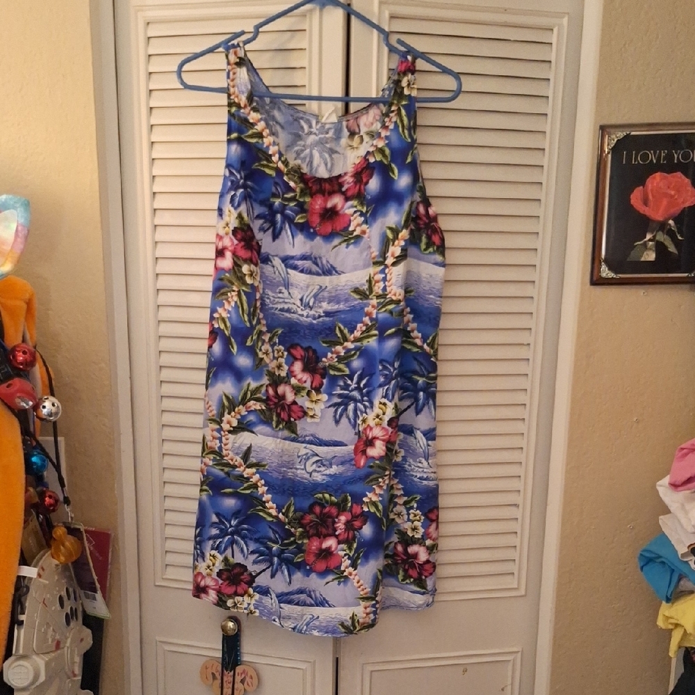 Bali Blue and Orange Spaghetti Strap Sundress